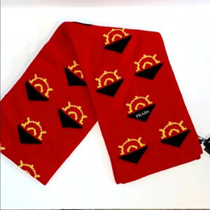Prada Wool Cashmere Red Scarf
